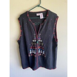 Target Ugly Sweater Vest  2X Beaded Cotton Ramie Christmas Holidays Grandmacore